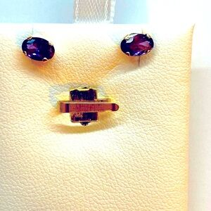 14 Karat Gold Purple Earrings Real Gold